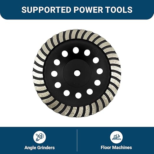Benchmark Abrasives 7 Inch Concrete Grinding Wheel Turbo Diamond Cup Wheel with 5/8"-11 Arbor Hole for Masonry, Marble, Natural Stone, Concrete Grinding Wheel - Angle Grinder Attachments (7”)