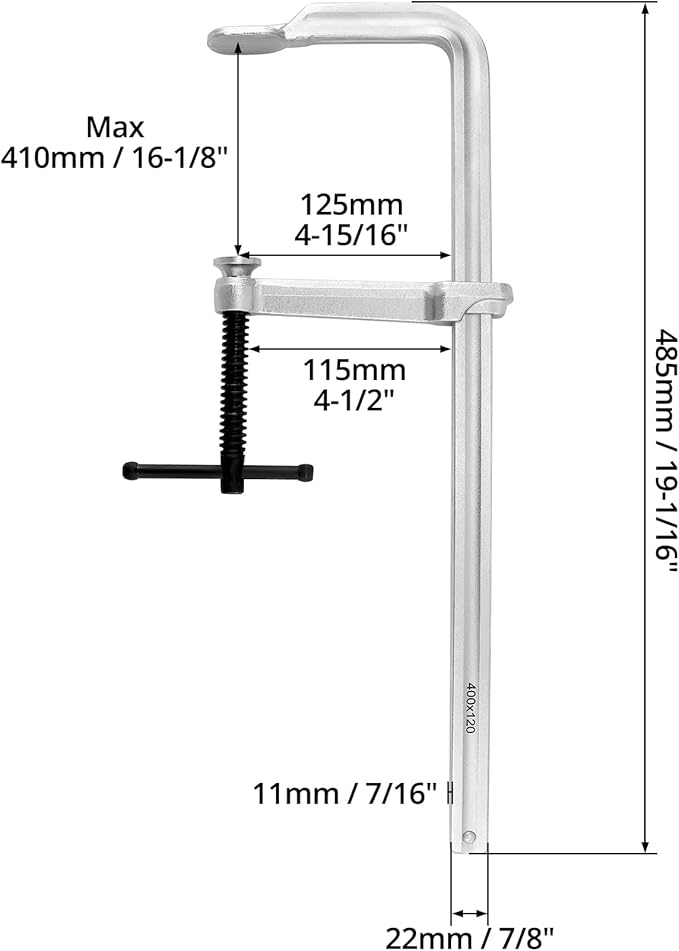 QWORK 16" Heavy Duty F Clamp, 4 Pack Drop-forged Bar Clamp, 4-3/4-Inch Throat Depth, Professional Forging Jaws, Rail, Spindle and Handle