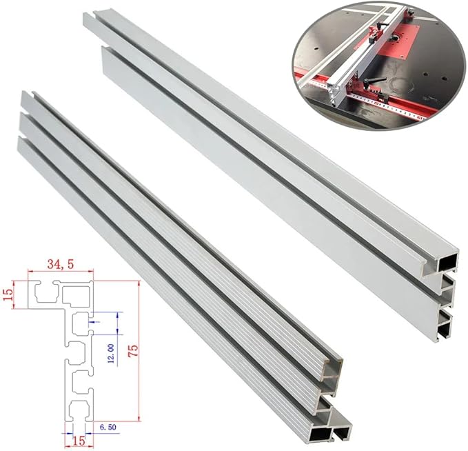 75 Type Table Saw Fence, Aluminum Miter Fence, Miter Gauge Fence, Multi T-Track Fence for Woodworking (Sliver)