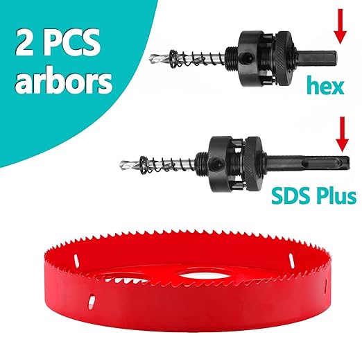 10.6 inch / 270mm Hole Saw with SDS Plus Arbor HSS Bi-Metal Hole Drilling Cutter for Wood Boards Plastic and Thin Metal (10.6 inch / 270mm)