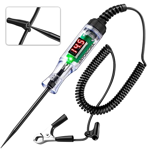 Heavy Duty Automotive Circuit Tester Test Light, 3-48V Digital LED Voltage Tester with Voltmeter, Dual Polarity Indicator and Stainless Probe for Car, Truck, RV, Boat Fuse Testing
