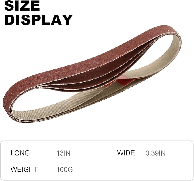 3/8x13 Sanding Belt, Premium Calcined Aluminum Oxide Grain Sandpaper, 40,60,80,120,180,240,320,400 (24/25 Pack) (40 80 120 180 240 320 Grit)