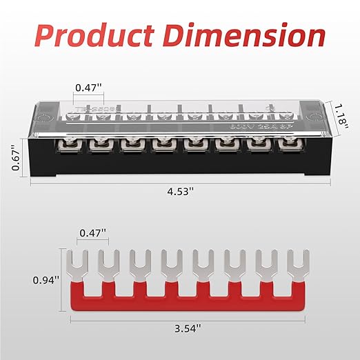 APIELE 25A Screw Terminal Block Covered 8 Position Dual Row 8 Position Pre-Insulated Terminal Barrier Strips (4PCS 25A 8P+4PCS Wiring Strips)