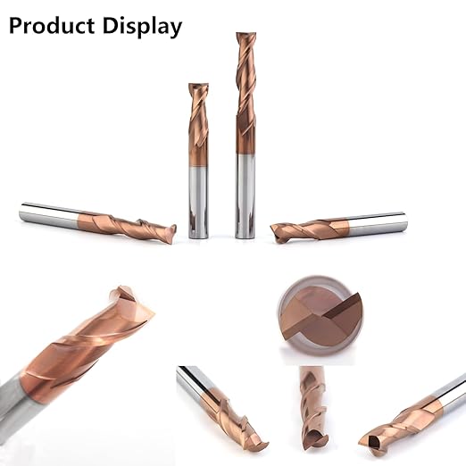 2 Flute 1/4" Carbide Square End Mill 5PCS Micrograin Milling Bits Sets TISIN Coating CNC Router Bit for Steel