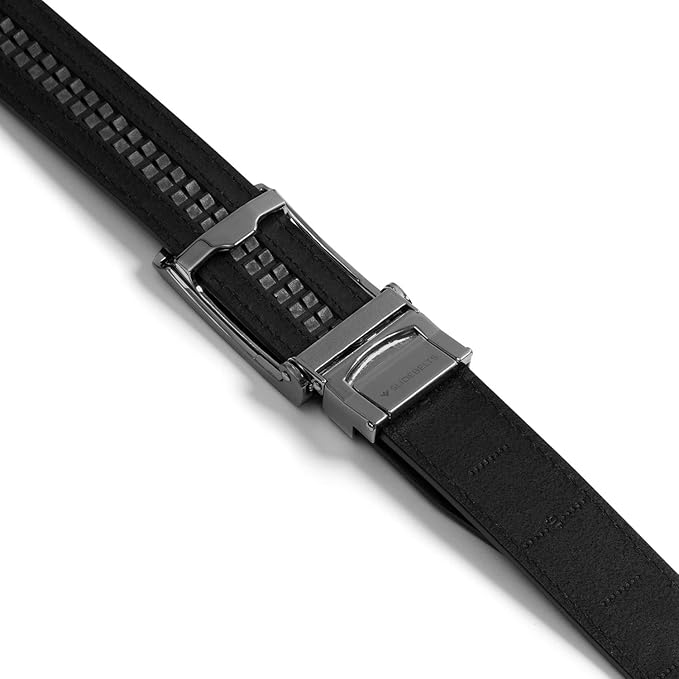 SlideBelts Full Grain Leather Belt with Contrast Stitching - Custom Fit for Adult Men, Golfers
