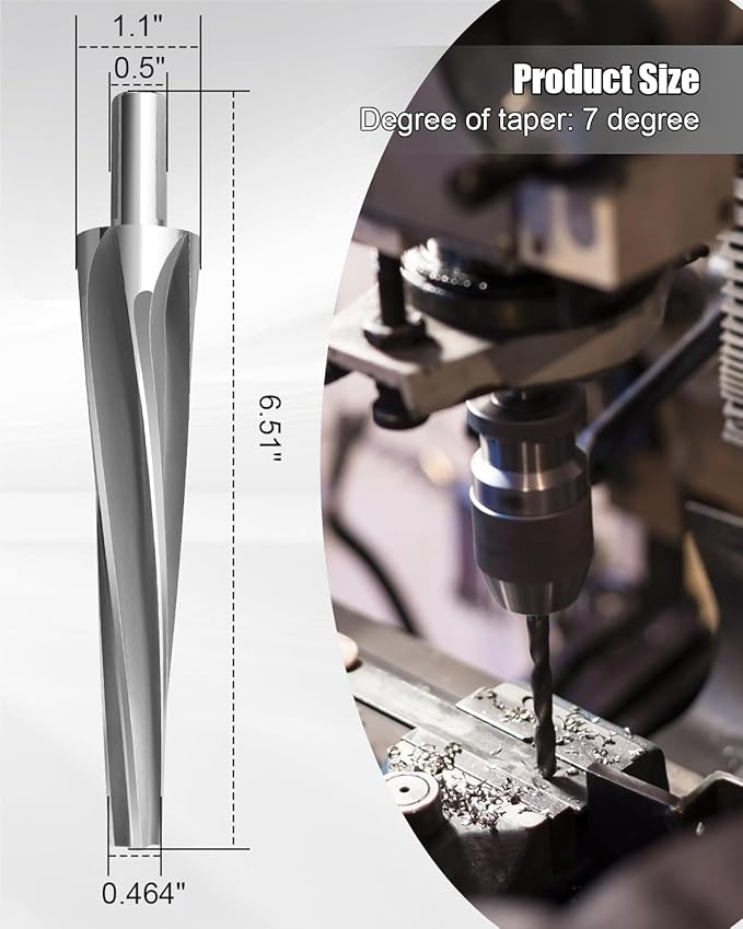7 Degree Ball Joint Tapered Reamer, 6542 High-Speed Tool Steel Ball Joint Reamer for 1-1/2in Per Foot, Tapered Reamer Tie Rod