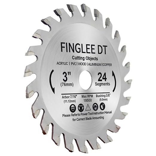 3 Inch TCT Circular Saw Blade 24 Teeth for Wood, Plastic, PCV, Acrylic, Plywood, 7/16'' Arbor, Supplied with 3/8" Bushing (3Pcs)