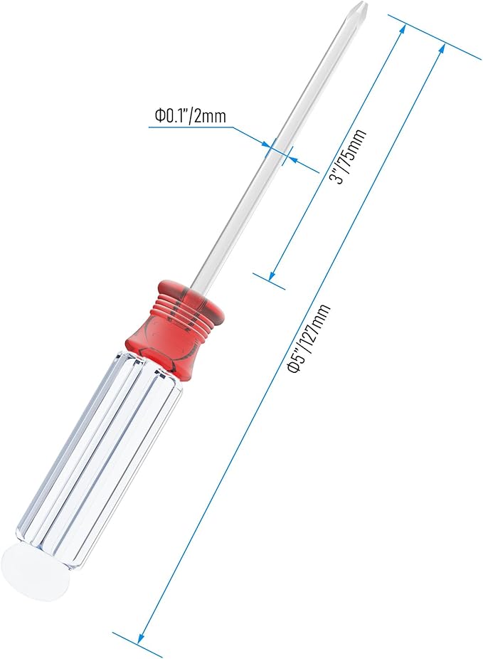 5PCS Mini Phillips Screwdriver, 3mm Cross Head with Clear Non-slip Handle for Small Appliances, 5"(127mm) Total Length, Magnetic