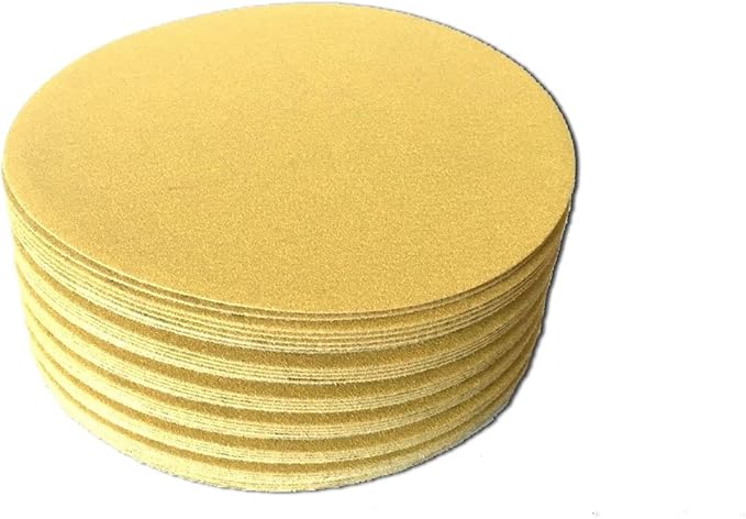 Starcke Premium 6 Inch No Hole Hook and Loop Grip Sanding Discs - Gold Aluminum Oxide - for Wood, Auto Body, Paint, Primer, Metal, and Plastics (50 Pack, 100 Grit)