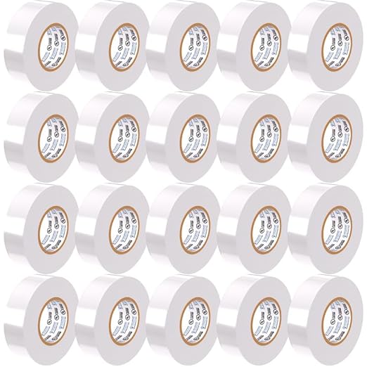 OHLECTRIC Professional Grade Vinyl Electrical Tape (20 Pack) White - 7 Mil Thick Flame-Retardant, Heat & Weather Resistant 3/4 Inch x 60 Feet | Ideal for Contractors & Electricians