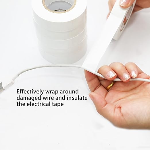 QILIMA White Electrical Tape 10 Pack 3/4-Inch by 60 Feet,Lead-Free Flame Retardant Electrical Tape, Adhesive for General Home Vehicle Auto Car Power Circuit Wiring (130mic)