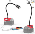 LIVOWALNY LED Work Light Compatible with Milwaukee Battery, 2PCS 20W 2000LM LED Flood Light with 12" Flexible Gooseneck and USB-A & Type-C Charging Port, Low Voltage Protection Flashlight (No Battery)