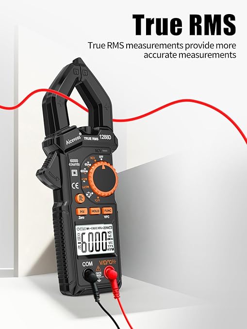 Clamp Meter 6000 Counts Amp Meter Auto-ranging dc Clamp Meter, Measures Current Voltage Capacitance Resistance (AC/DC Current)