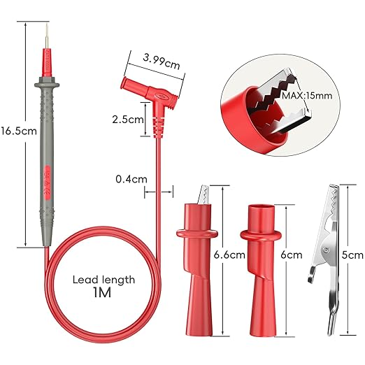 Goupchn Multimeter Test Leads Kit Banana Plug with Push On Alligator Clips Precision Sharp Probes Digital Electrical Test Probes 1000V 10A