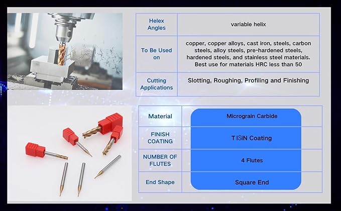 Metric Micrograin Carbide Square End Mill 4 Flute 2.5MM 3 PCS 【 ≈0.09842 inch】 HRC55° for Milling Alloy Steels Hardened Steel, Metal & More Mill Bits Sets for Professionals & DIYers