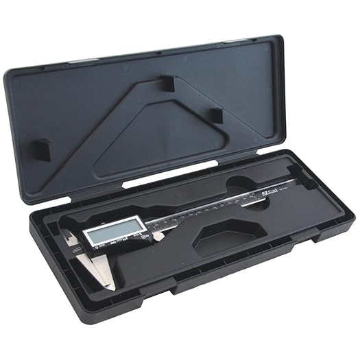 iGAGING EZCal Digital Caliper 0-8"/200 mm - IP54 Electronic Caliper with Extra-Large LCD Display - Quick & Accurate Measurements in Inch, Metric, & Fraction Modes - Includes Case, Manual, & Battery