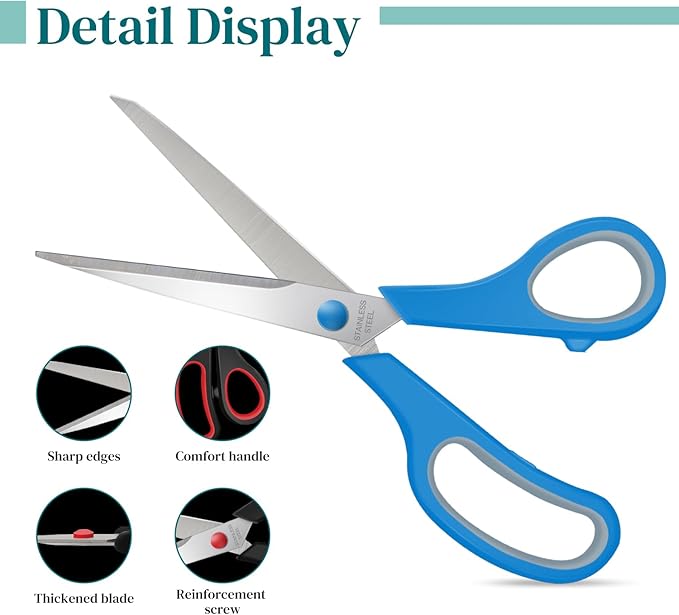 Scissors Bulk 48 Pack,8" Multipurpose Heavy Duty Sharp Scissors,Stainless Steel Sewing Craft Shears for Home Office High/Middle School, Xnluothsk