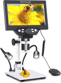 Koolertron 7 inch LCD Digital Microscope with 32G TF Card, 12MP 1080P USB Microscope Camera with Remote Control, PC View, Fill Lights for Coin, Plant, Rock, Circuit Board