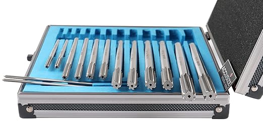 Accusize Industrial Tools Over and Under Sizes 0.1240'' Thru 0.5010'' HSS M2 Premium Chucking Reamer Set, Right Hand Cut, 14pcs/Set, 5528-SX00