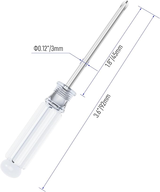 5PCS Mini Phillips Screwdriver, 3mm Cross Head with Clear Non-slip Handle for Small Appliances, 3.62"(92mm) Total Length, Non-magnetic