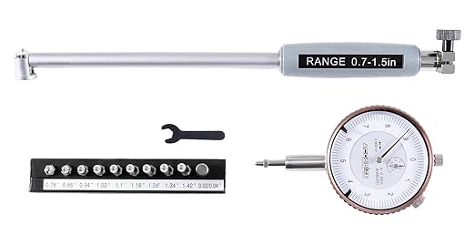 Accusize Industrial Tools 0.7-1.5'' by 0.0001'' Dial Bore Gage, Stem Length 6'', Ee20-1015