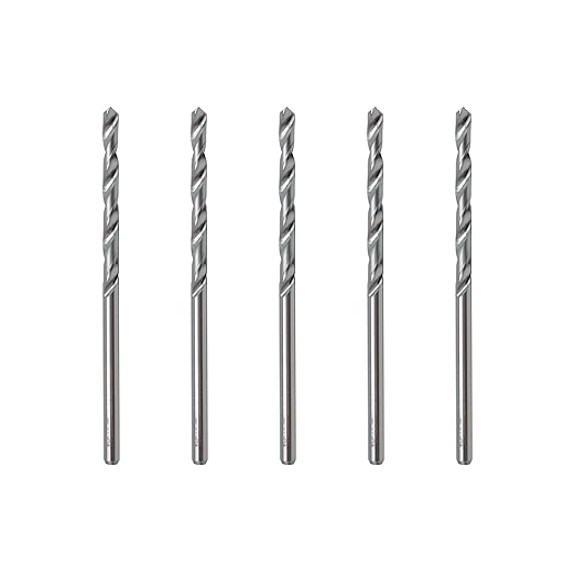 LU&MN 5-Piece 3/32" Solid Tungsten Carbide Jobber Drill Bits with Straight Shank and 118 Point Angle