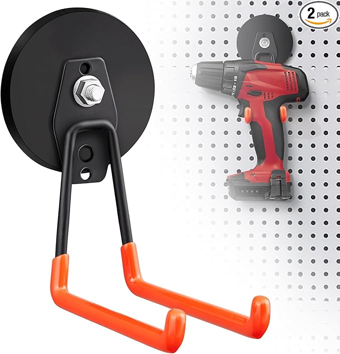 Large Strong Magnetic Hooks for Hanging Heavy Duty Magnet Storage Utility Hooks Long Magnetic Holder Hanger Hook Organizer for Hanging Garage Garden Power Tools (4Pcs-Large L Hooks-Black)