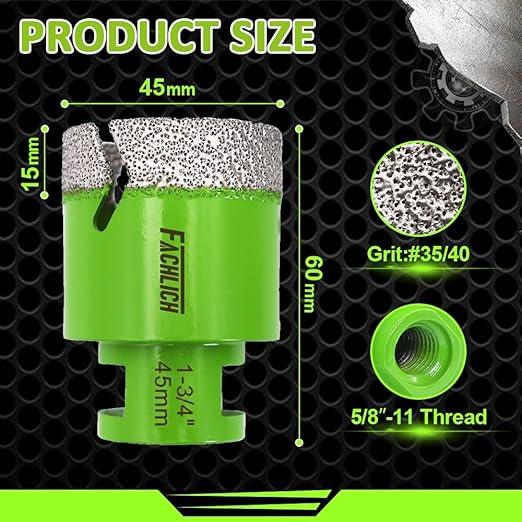 Diamond Core Drill Bit - 1-3/4" Tile Hole Saw 45mm for Porcelain Tile Granite Marble Masonry Brick