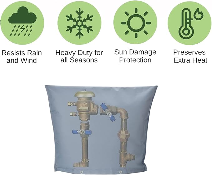 Outdoor Backflow Preventer Insulation Cover,Insulated Pouch for Winter Pipe Freeze Protection Sprinkler Valves in Snow or Sun Exposure, Waterproof Sprinkler Valve System Cover (24 " W x 24 " H,Gray)