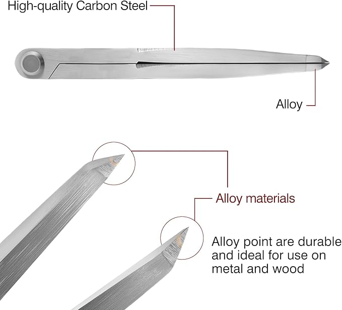 Alloy Leather Divider, Professional Navigation Divider Compass Geometry Tool, Metal Leather Work Scribe Tool Woodworking Drafting Carpenter Compass for Geometry