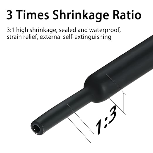 8 Sizes 218 Pieces Large Adhesive Heat Shrink Tubing Kit 3:1 Ratio Industrial Marine Grade Waterproof
