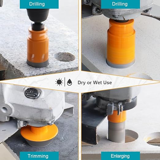 Tile Hole Saw Kit 8pcs - Diamond Core Drill Bits Set (19/25/35/50/75mm) & SDS Adapter for Tile Porcelain Ceramic Marble Granite with 20mm Diamond Finger Bit and 50mm Chamfer Bit Trimming Holes