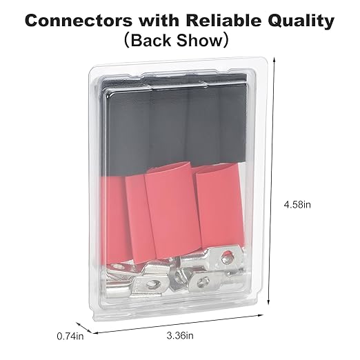 Thick Copper Electric Wire Lugs,10Pcs Tinned Copper Gauge 6Awg-1/4(M6) Ring Heavy Duty Battery Cable Lugs Ends Ring Terminals Connectors with 10Pcs 3:1 Heat Shrink Tubing Assortment Kit