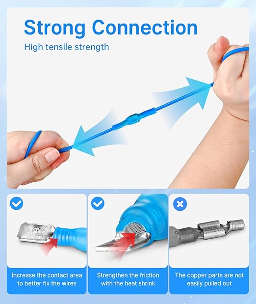 Kuject 600PCS Heat Shrink Wire Connectors, 22-10 AWG Electrical Insulated Male Female Wire Spade Terminals, Quick Disconnect Waterproof Crimp Butt Terminals for Automotive Marine Boat Truck