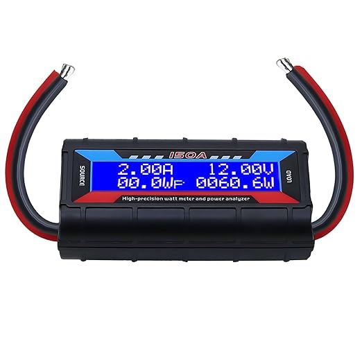 60V 150A Watt Meter Power - High Precision Power Monitor Power Consumption Meter Battery Analyzer Tester with Digital LCD Screen for RC Solar Wind Power Ebike(9000W) (60V150A)