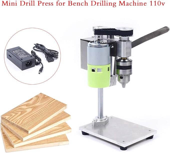 Mini Bench Drill Press Stand, Portable Bench Drilling Machine, 3.94x5.12x8.66 inch, 7 Speed Table Driller Chuck, Used for Drilling Iron, Wood and Plastic, Litht-Duty, for B12 Chuck