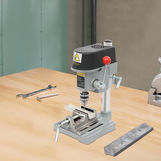 Mini Drill Press 3-Speed Electric Drill Press Bench 1-10mm Clamp Benchtop Drill Press Chuck 340W 110V Tabletop Drilling Machine for Metal Wooden Jewelry DIY and Crafts
