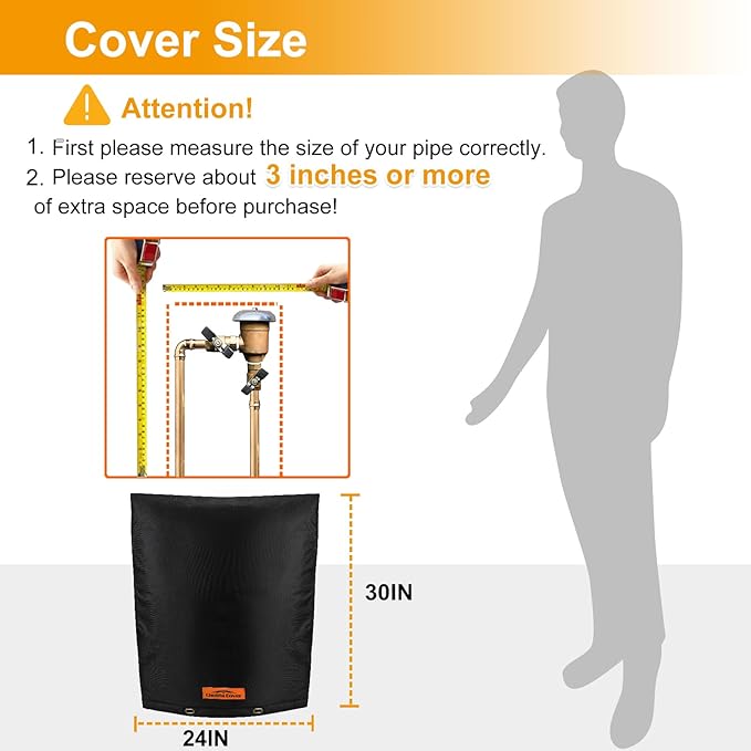 Backflow Preventer Cover Insulated with Thicker 7 Layers Fabric, 24" W x 30" H Backflow Cover with Aluminum Foil Layer for Winter Pipe Freeze Protection, Backflow Insulation Cover