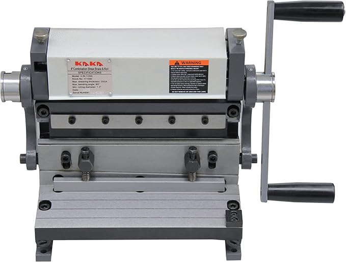KAKA INDUSTRIAL Metal Brake,8-inch, 3-In-1 Combination Shear Brake Roll Machine,20-Gauge Shear, 90° |Slip Roll Machine for Bending Rolling 3-IN-1/8