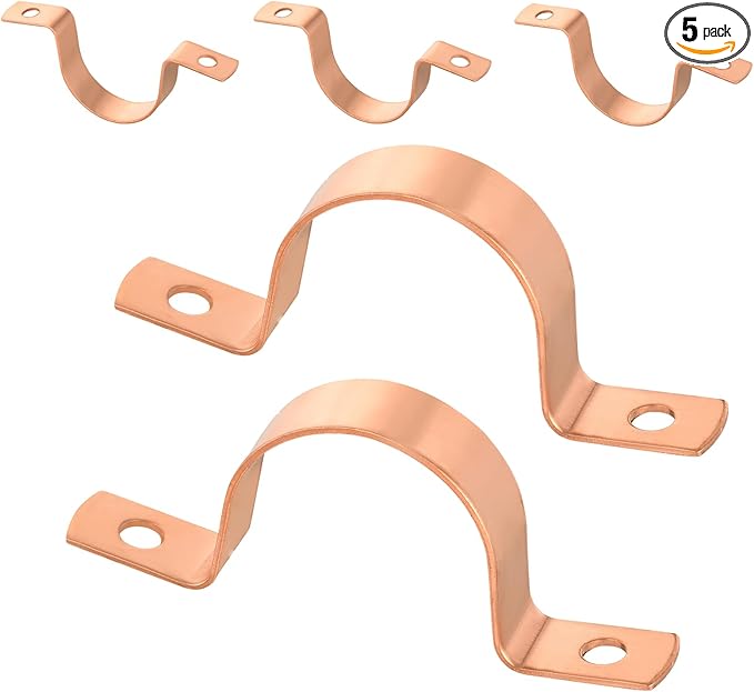 5-Pack EFIELD 1-1/4-Inch Copper Pipe Straps, Two-Hole Clamp Mount, Copper Made,(COPPER127)