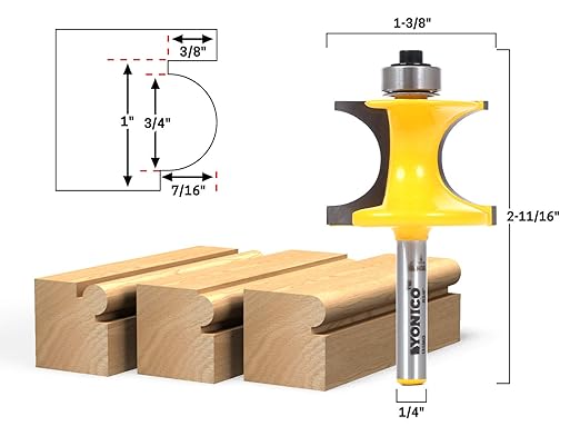 YONICO Router Bits Bullnose Bead 3/4-Inch Bead 1/4-Inch Shank 13195q