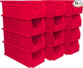 Akro-Mils 30234 AkroBins Plastic Storage Bins, Space-Saving Stackable Bins for Garage, Pantry, Craft Organization, 15-" x 5-" x 5-", Red, 12-Pack