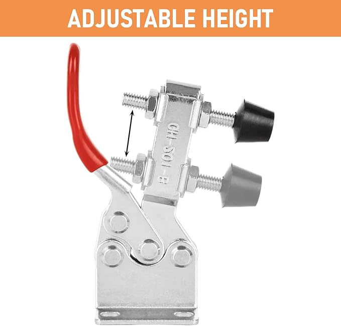 12 Pack 201B Toggle Clamps, Hold Down Clamp 220Lbs Holding Capacity Quick Release Horizontal Clamps with Rubber Pressure Tip for Woodworking Jigs and Fixtures, Welding, Drill Press, Crosscut Sled