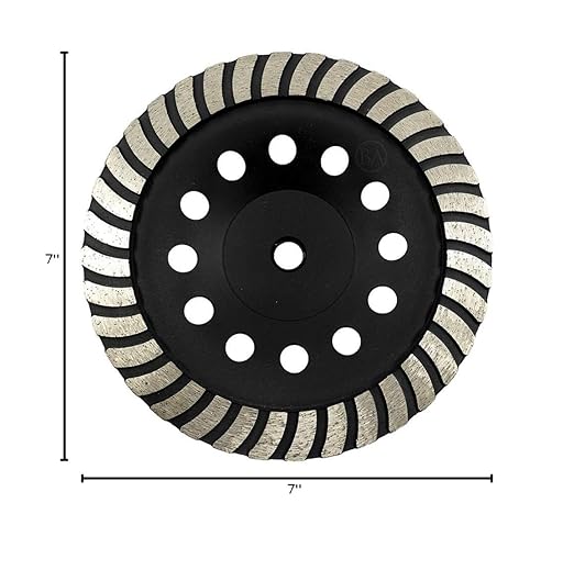 Benchmark Abrasives 7 Inch Concrete Grinding Wheel Turbo Diamond Cup Wheel with 5/8"-11 Arbor Hole for Masonry, Marble, Natural Stone, Concrete Grinding Wheel - Angle Grinder Attachments (7”)