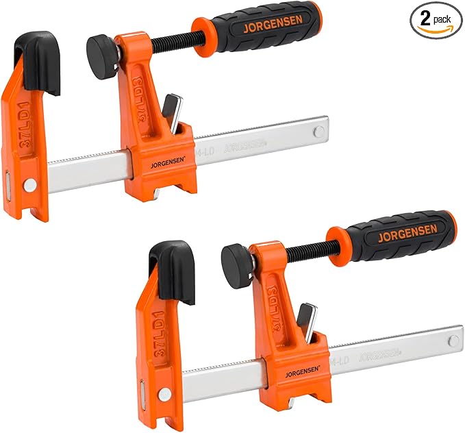 Jorgensen 2-Pack Steel Bar Clamp Set, 4-inch Light Duty, 300 Lbs Load Limit, for Woodworking
