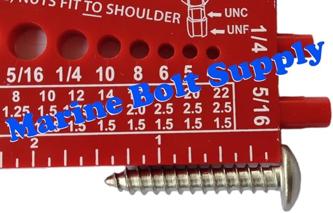 Nut, Bolt & Screw Gauge Standard & Metric Coarse & Fine Diameter, Length & Thread Pitch (Red)