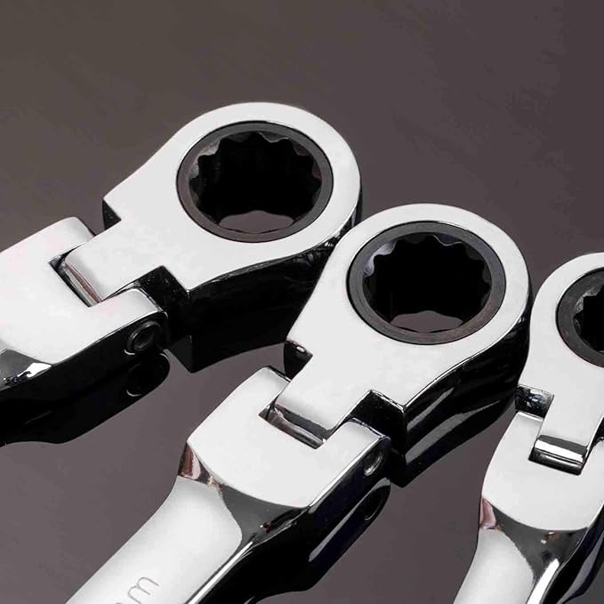 8pcs Flexible Ratchet Wrenches Set SAE 5/16” to 3/4“ Inch Standard Spanners Gear Ring Ratcheting Combination Flexi Wrench Kit Flex Flexible Head