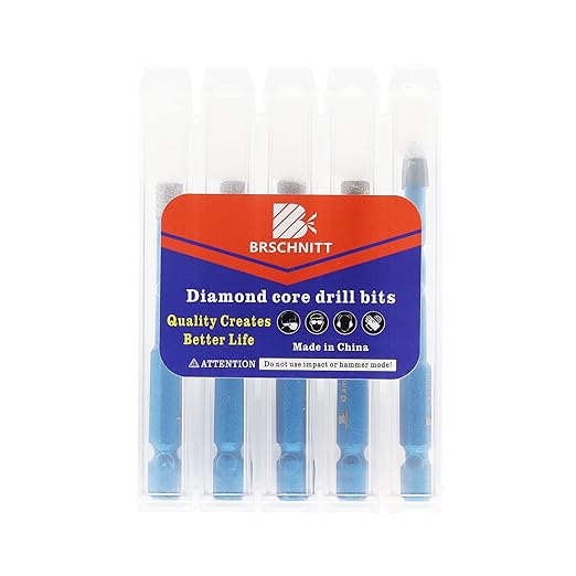 Diamond Drill Bit - BRSCHNITT 1/4 inch Masonry Drill Bits Set for Porcelain Tile Ceramic Stone Granite Marble,Hex Shank Diamond Hole Saw Drill Bit(5pcs/Pack).