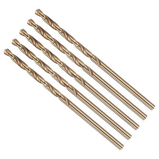 Drill Bit, #32 Cutting Diameter, 4341 HSS Gold Finish 118° Cutting Angle Number Jobber Bits - (Applications: for Drilling Soft Metal Plastic Wood), 5-Pieces