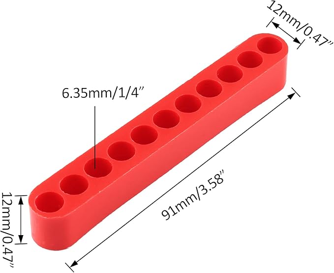 20Pcs 11 Holes Hex Shank Screwdriver Bit Holder, Plastic Screwdriver Head Storage Case, Drill Bit Storage Case, Screwdriver Head Holder Organizer Fit for 1/4 Inch Hex Shank, Red